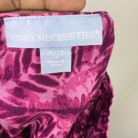 Only Necessities Muu Muu Dress Nightgown Womens 2X Pink Purple Lounge Batik Boho - Picture 3 of 9